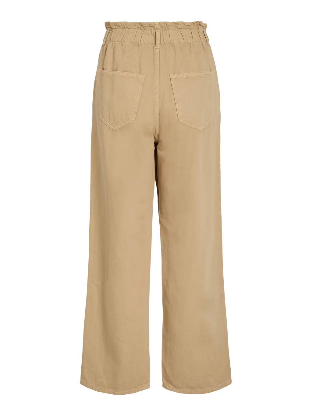 Vista trasera Pantalon camel recto con cintura fruncida y goma Vila Cotton grey 