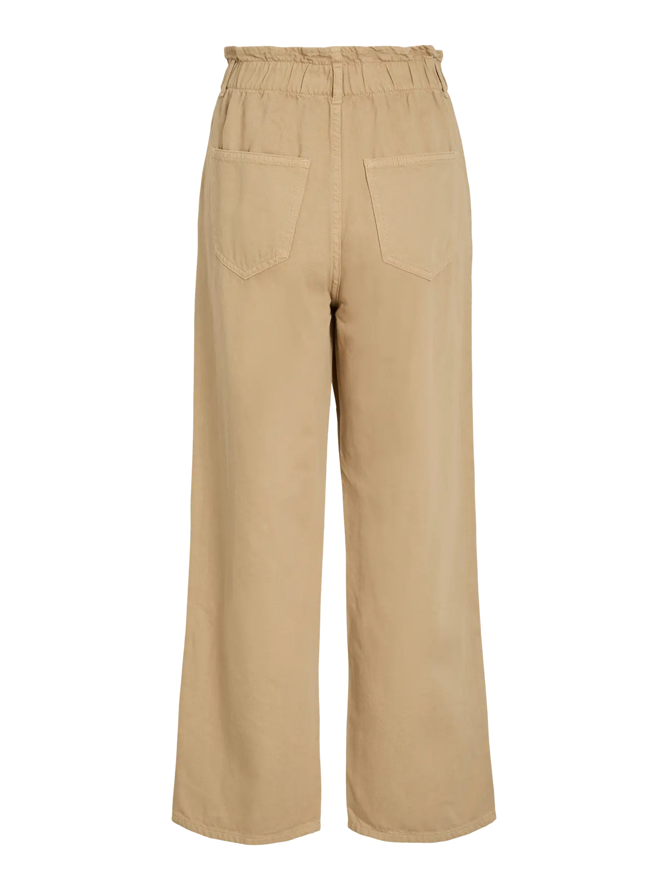 Vista trasera Pantalon camel recto con cintura fruncida y goma Vila Cotton grey 