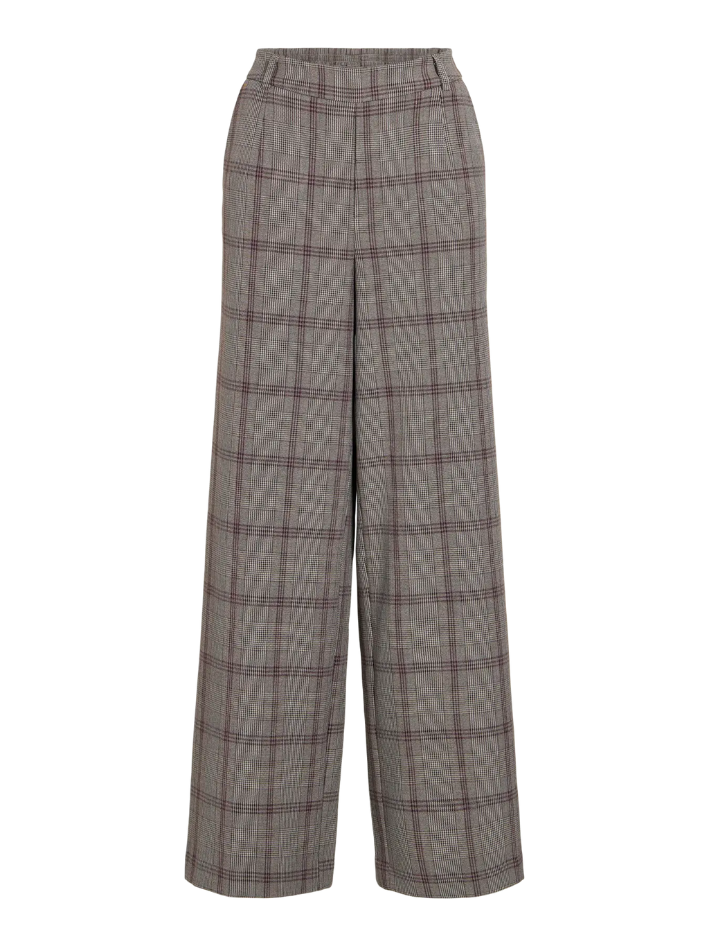 Pantalón de traje de cuadros gris y granate Vila corte recto
