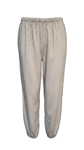 Pantalón fluido cuadros con gomas ajustables beige