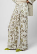 Pantalón mujer estampado vegetal pierna ancha de Goa Goa en Cotton Grey vista frontal