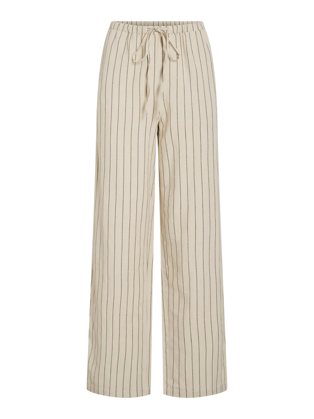 Pantalón palazzo fluido beige rayas verticales Vila goma y corion ajustable
