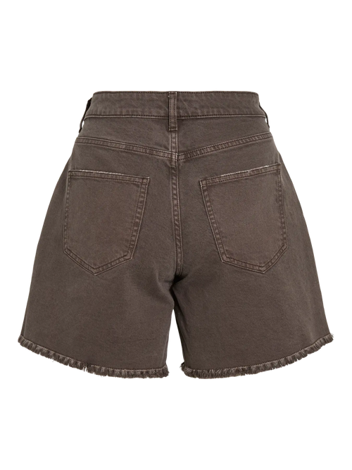 Bermuda denim color chocolate tiro alto Vila Cotton grey