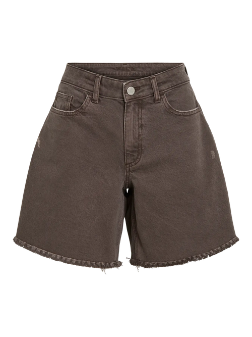 Pantalon corto vaquero color marron chocolate de Vila en cotton grey piedras blancas moda mujer asturias