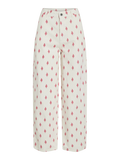 Pantalón denim blanco con estampado floral rojo de vila nueva colección cotton grey