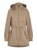 parka iria mujer beige con capucha y cintura ajustable
