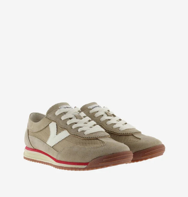 detalle lateral playeros beige mujer tejido rejilla Marca de calzado Victoria