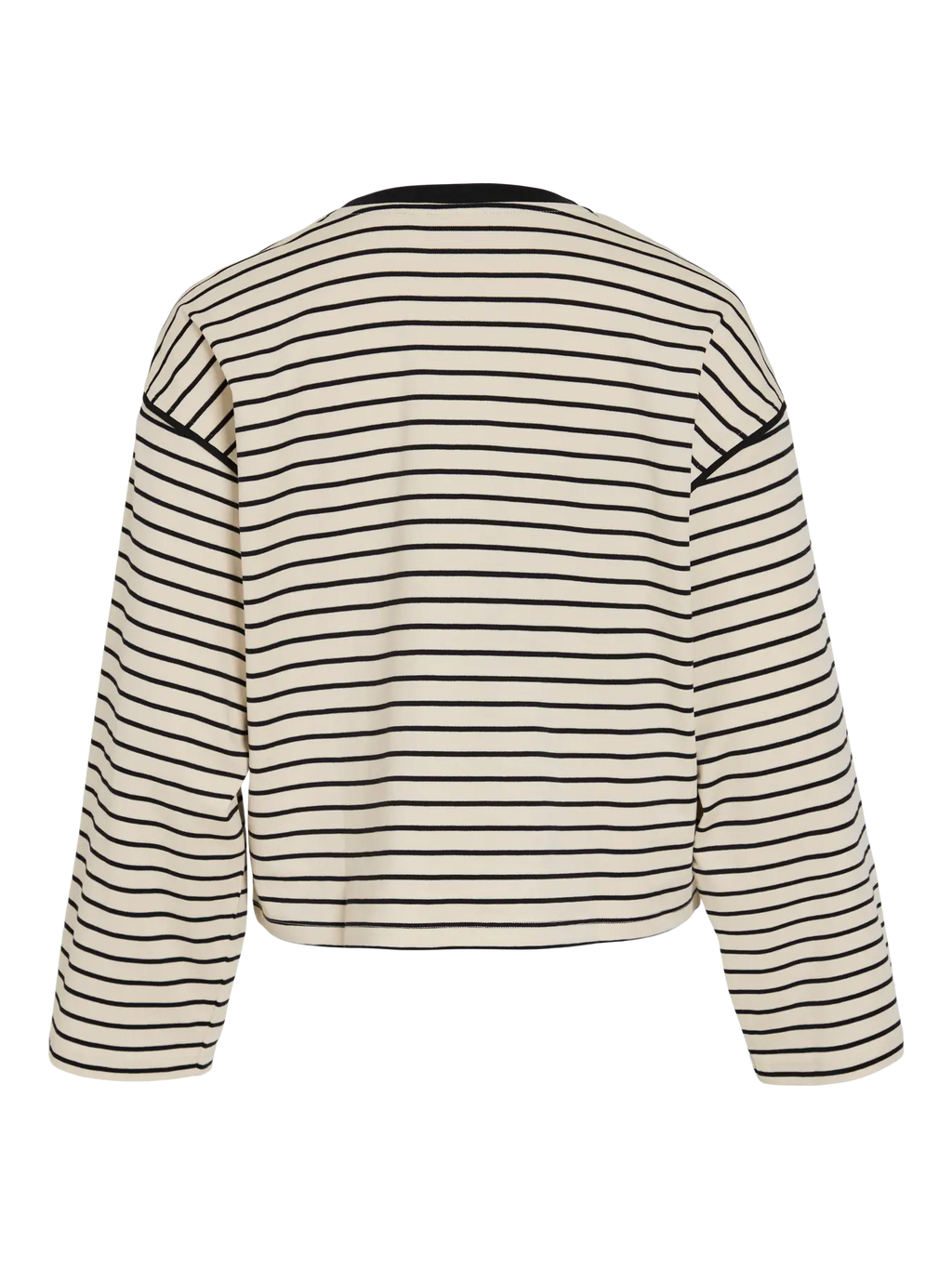 Sudadera Vila de mujer con rayas negras y corte relajado. Básico imprescindible para looks urbanos y combinaciones cómodas de diario.
