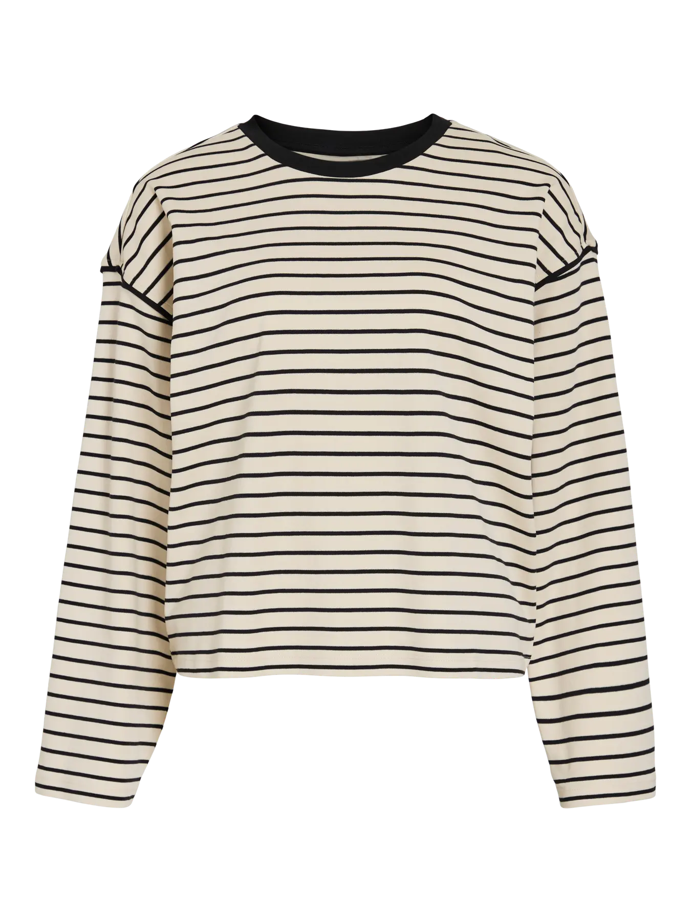 Sudadera Vila de mujer con rayas negras y corte relajado. Básico imprescindible para looks urbanos y combinaciones cómodas de diario.