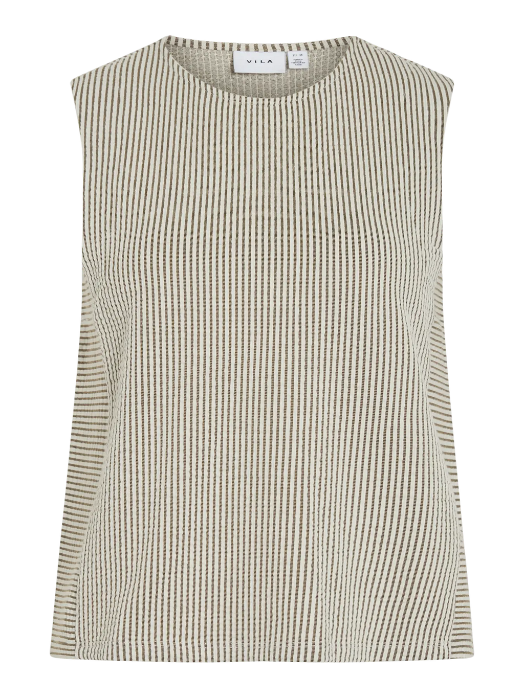 top beige raya negra sin mangas vila mujer