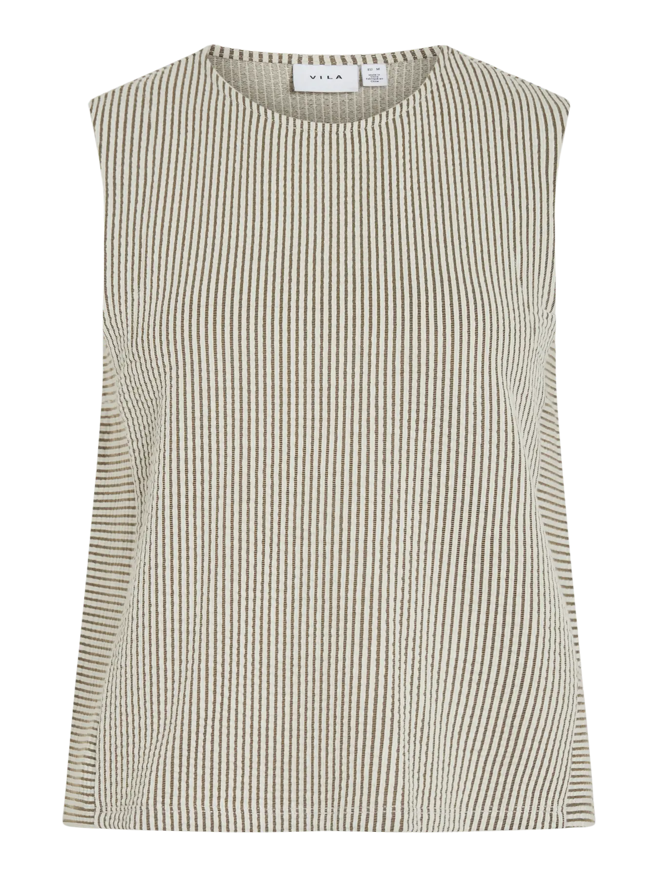 top beige raya negra sin mangas vila mujer