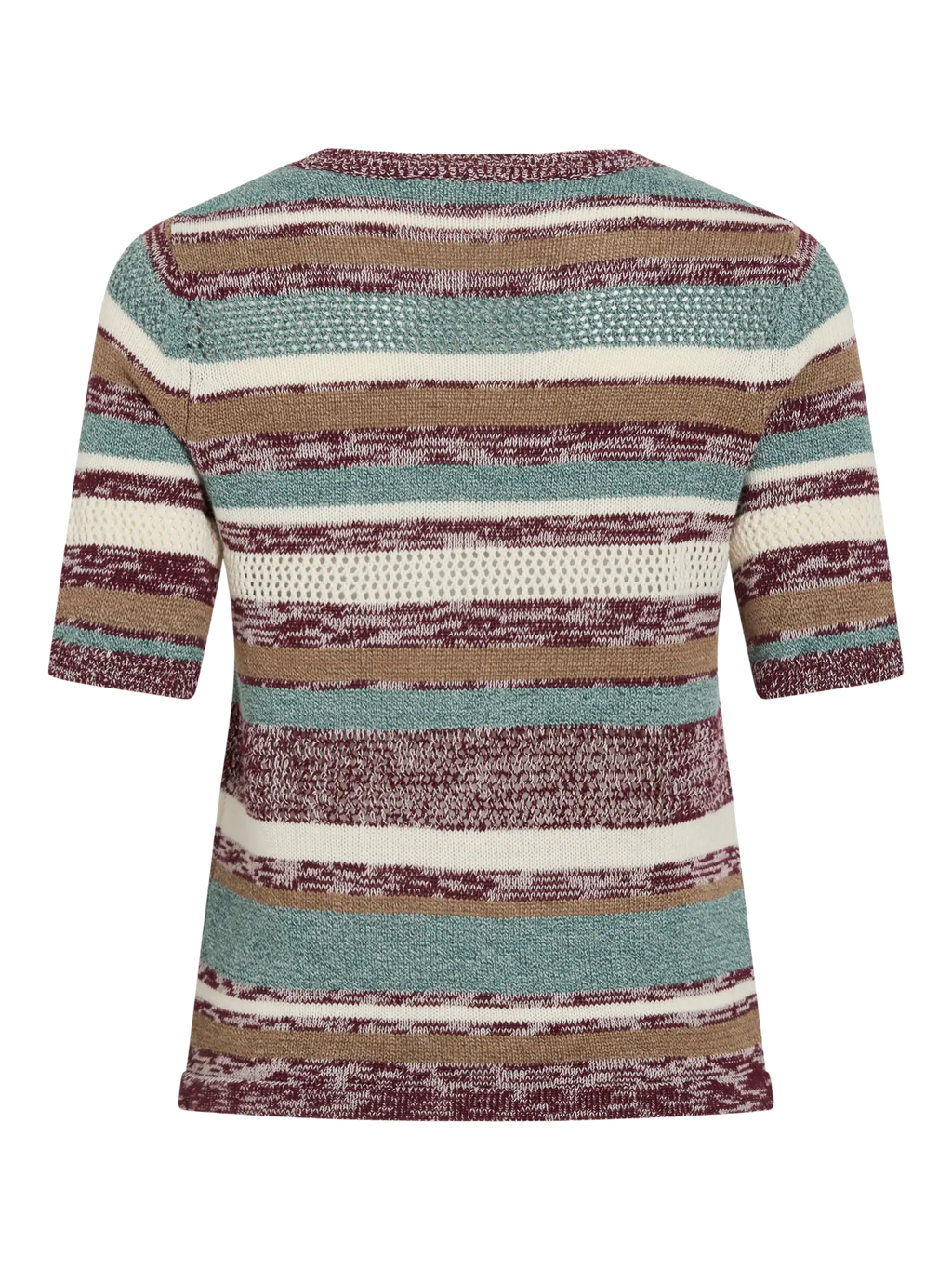 Vista trasera Camiseta de punto Vila de rayas en colores tierra nueva coleccion cotton grey