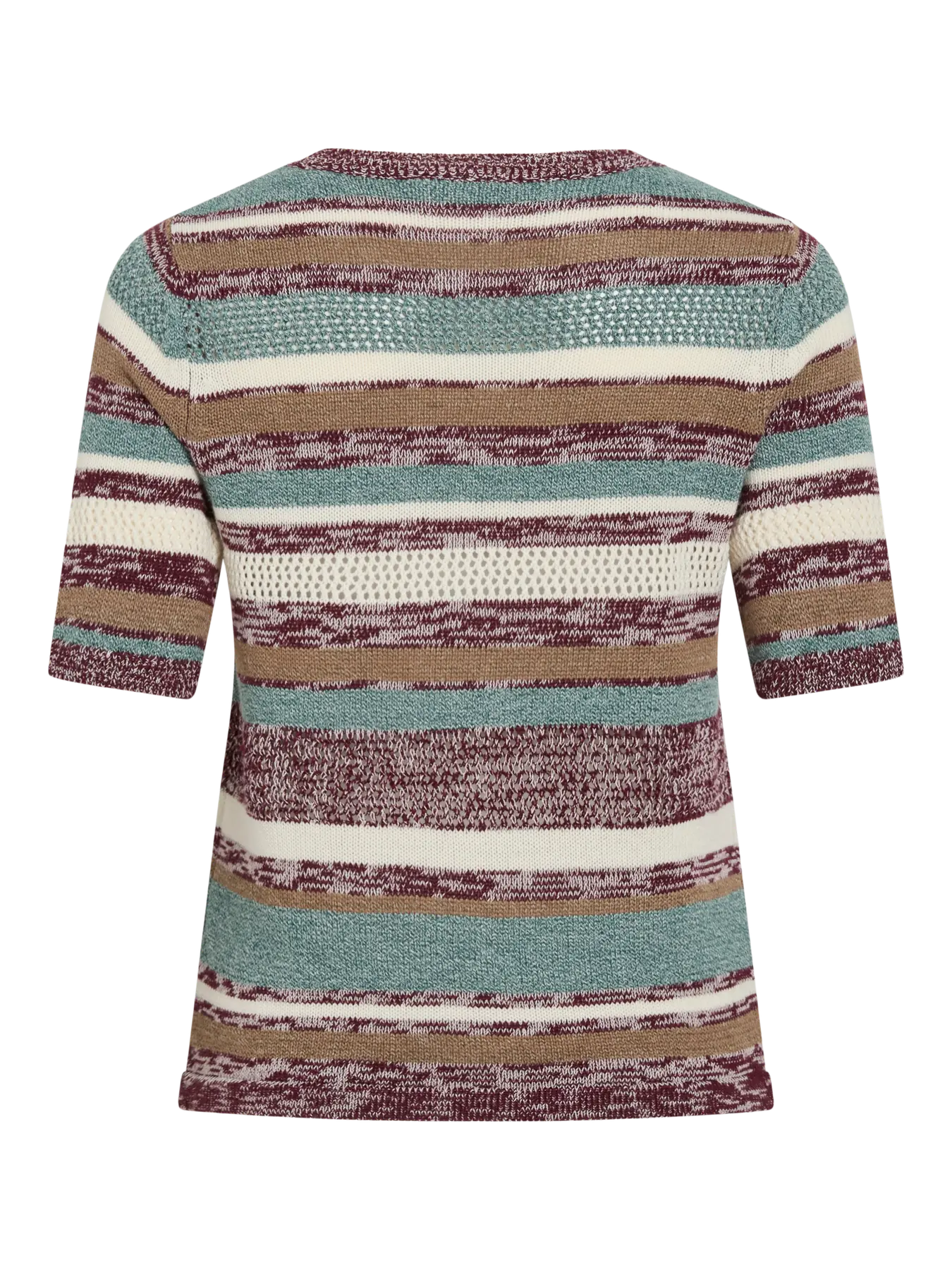 Vista trasera Camiseta de punto Vila de rayas en colores tierra nueva coleccion cotton grey