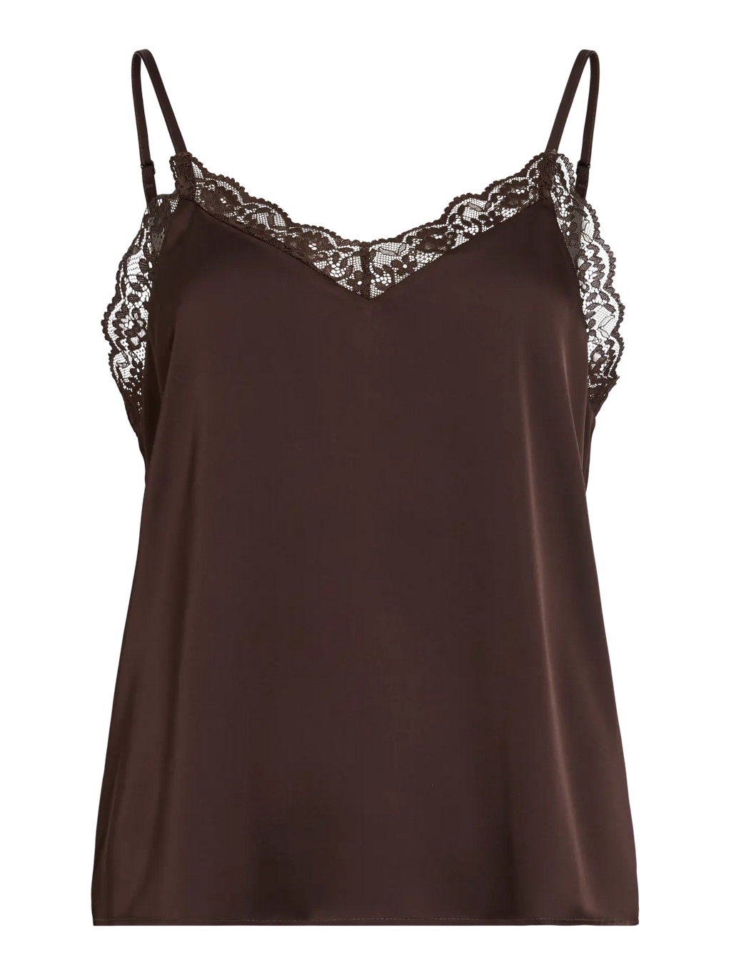 top lencero marrón chocolate encaje tirantes vila cotton grey piedras blancas asturias