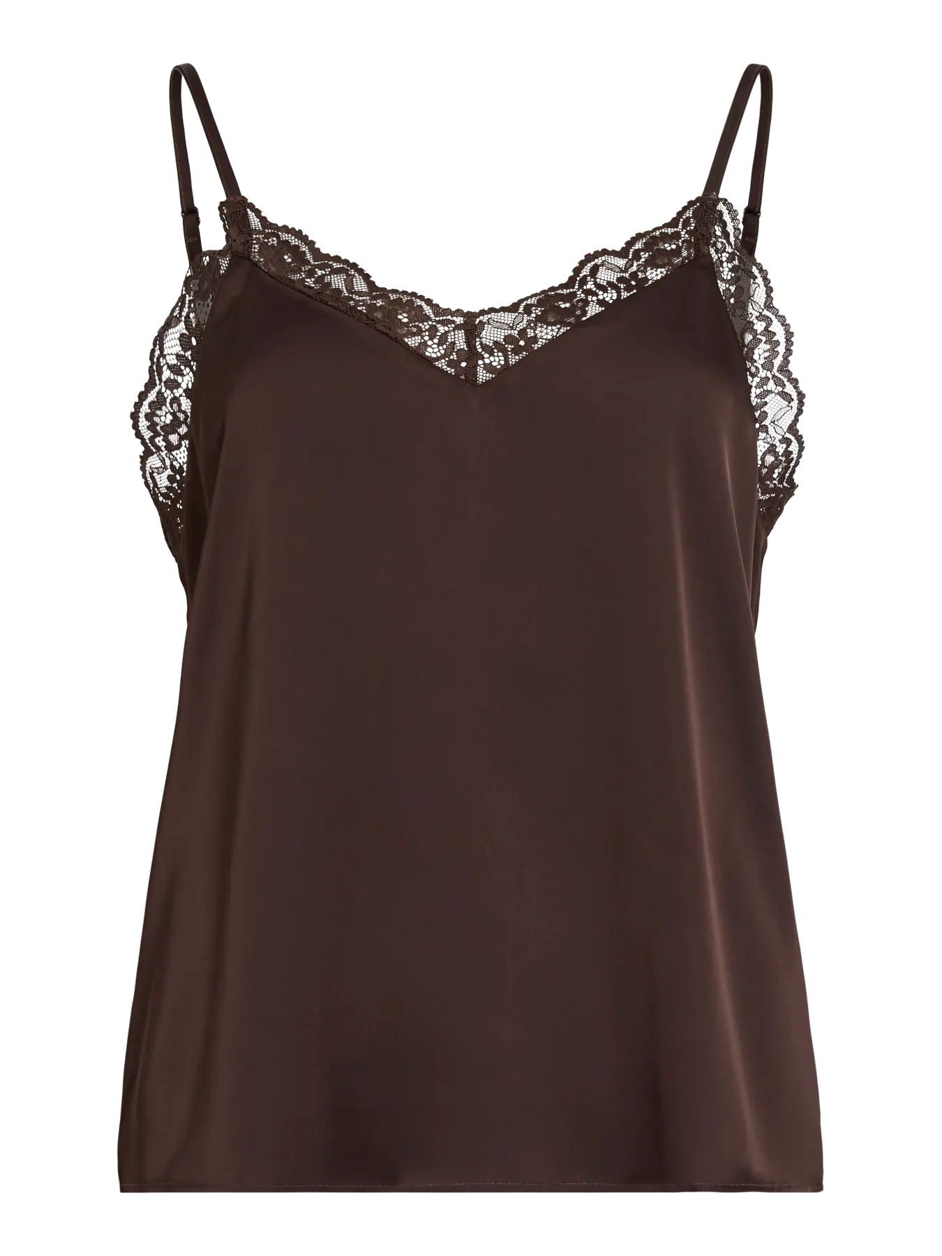 top lencero marrón chocolate encaje tirantes vila cotton grey piedras blancas asturias