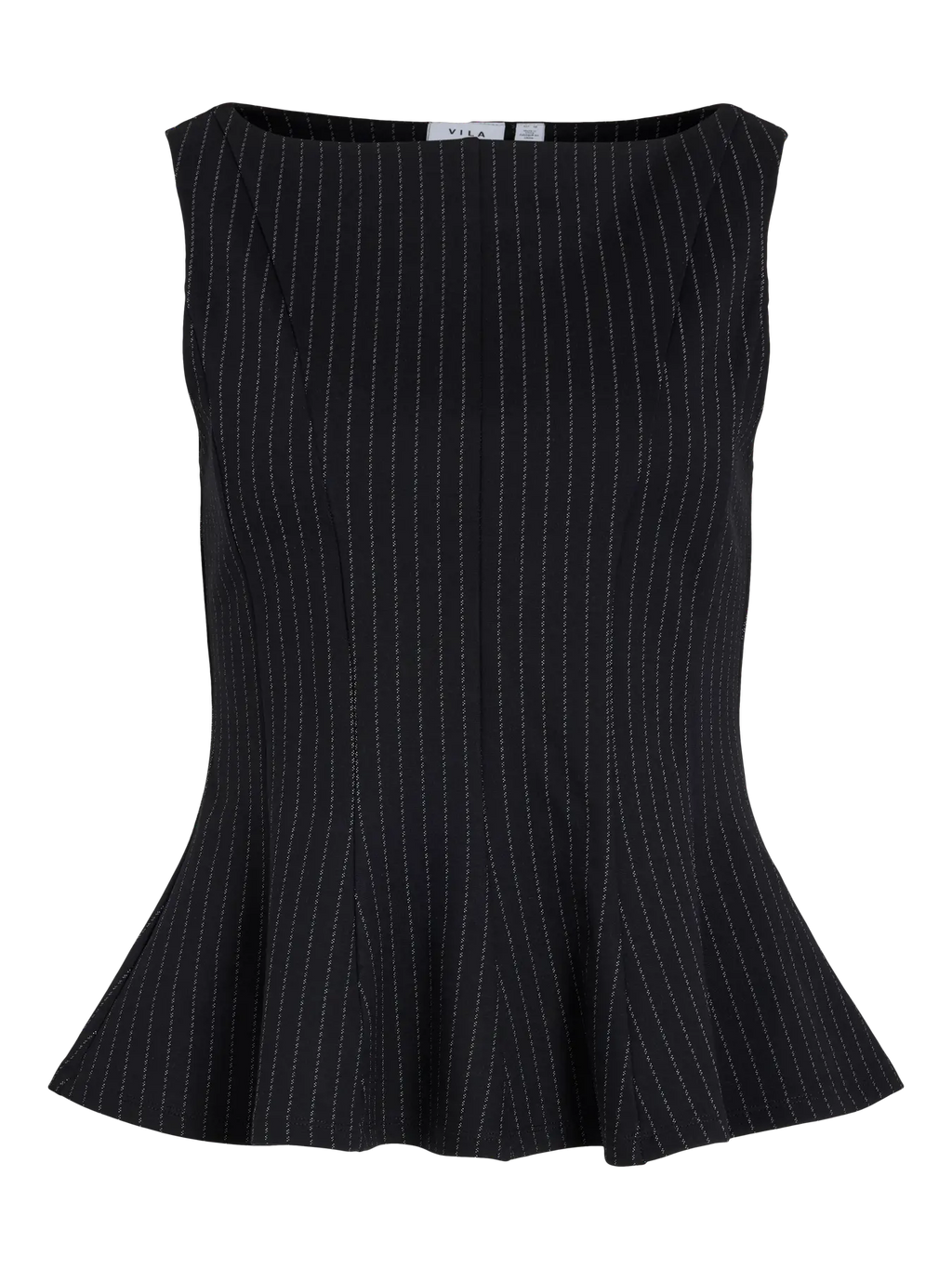detalle delantero top negro raya fina vila mujer tienda cotton grey piedras blancas
