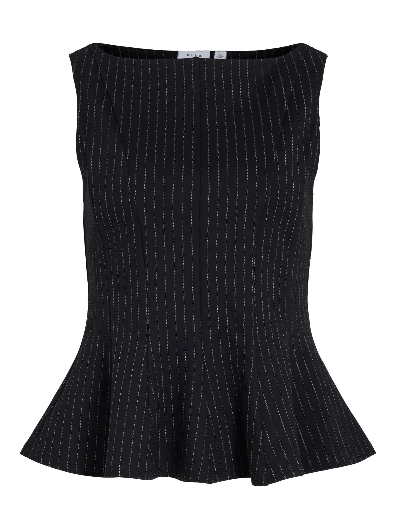 detalle delantero top negro raya fina vila mujer tienda cotton grey piedras blancas