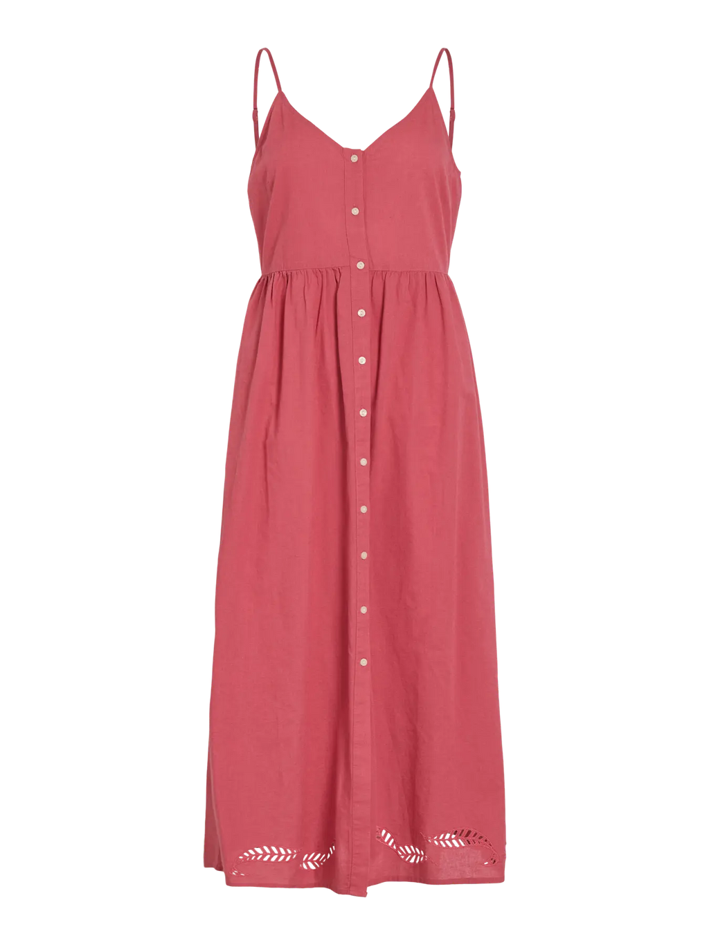 Vestido largo teja tirantes con botones y encaje delanteros Vila Cotton Grey Piedras Blancas Asturias