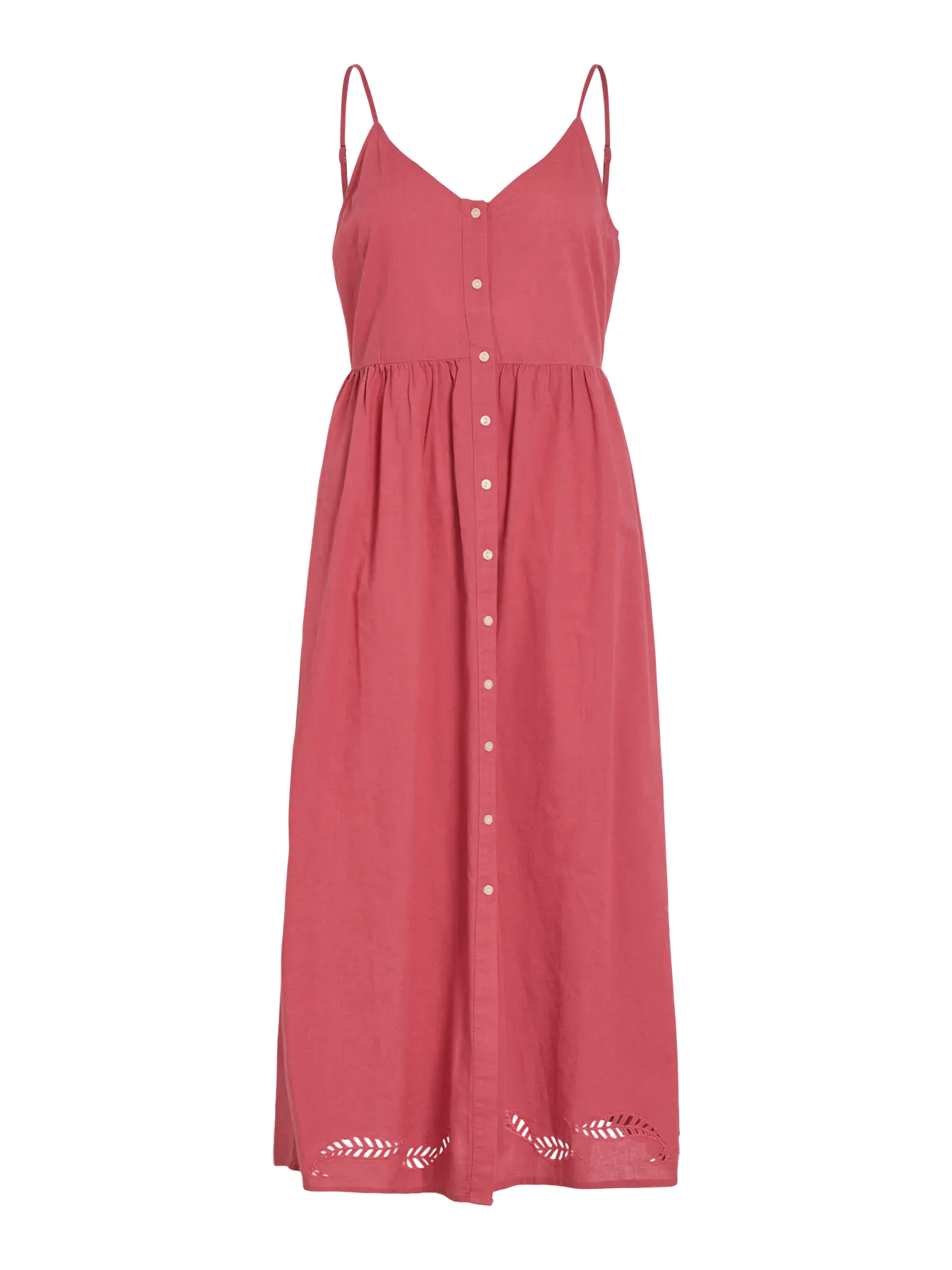 Vestido largo teja tirantes con botones y encaje delanteros Vila Cotton Grey Piedras Blancas Asturias