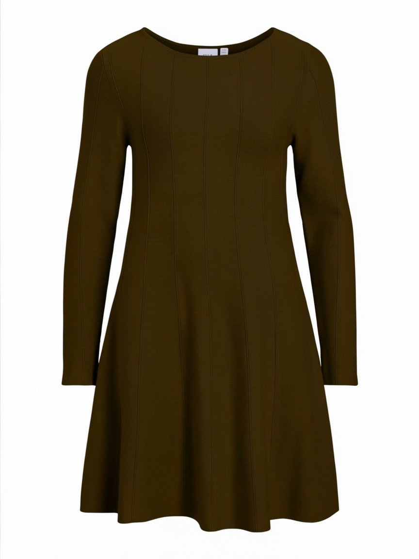 Vestido Valuni Vila de punto marrón chocolate – vista delantera