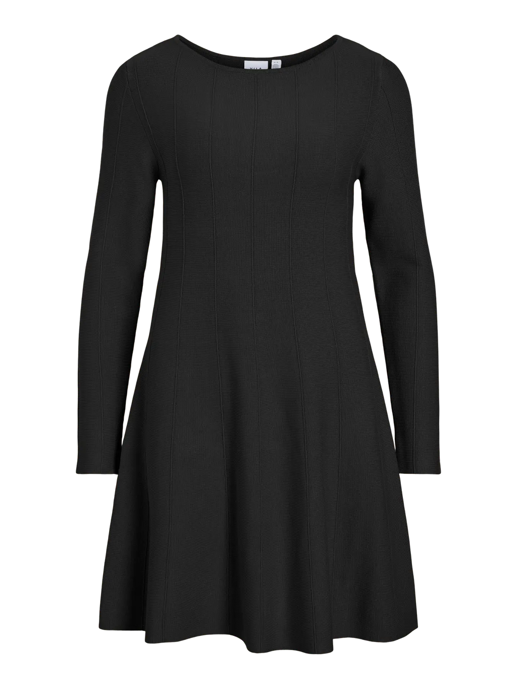 Vestido Valuni Vila de punto negro manga larga – vista delantera- novedades-básicos-cotton grey