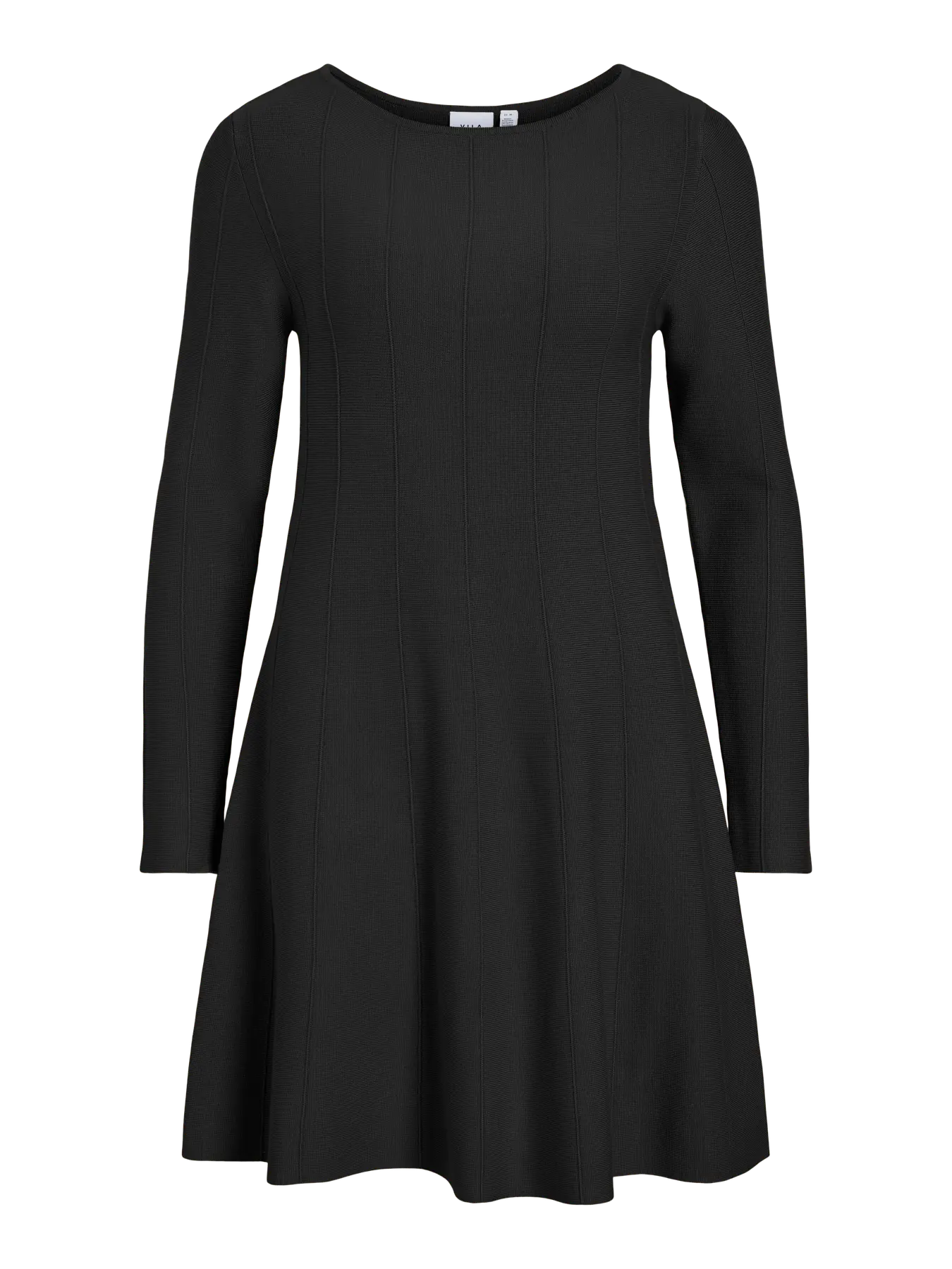 Vestido Valuni Vila de punto negro manga larga – vista delantera- novedades-básicos-cotton grey