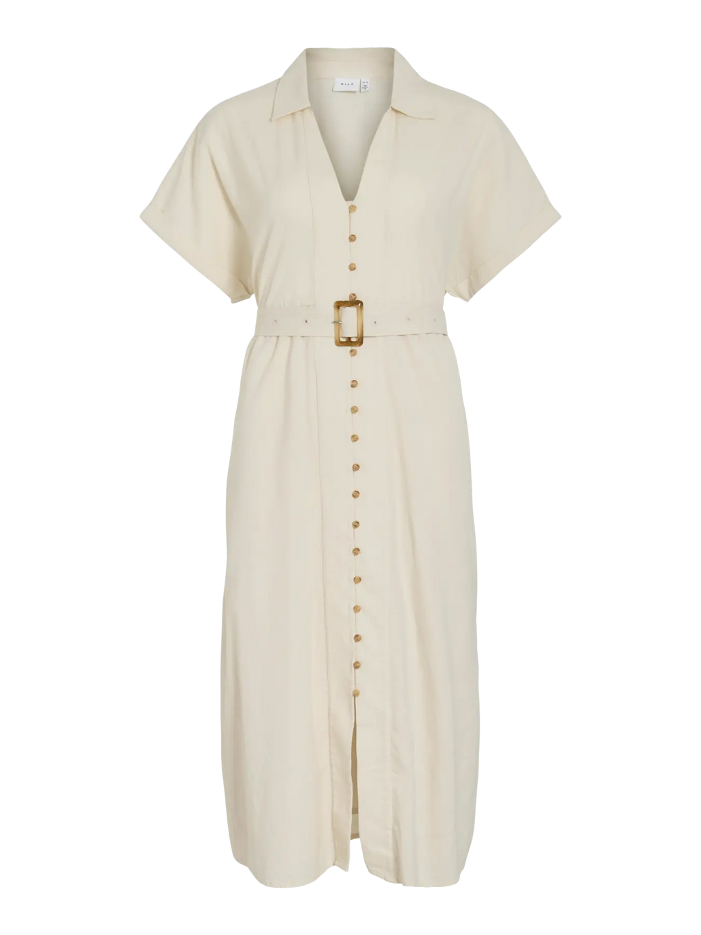 Vestido camisero tipo Safari beige nueva coleccion vila en cotton grey