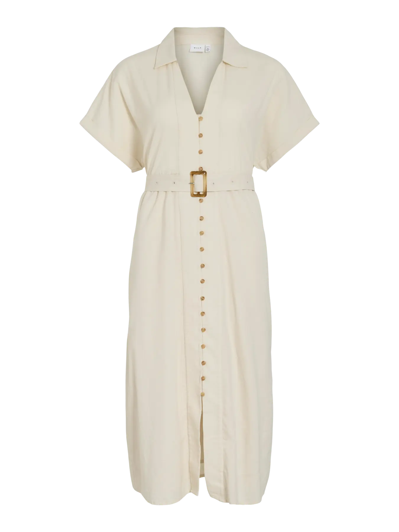 Vestido camisero tipo Safari beige nueva coleccion vila en cotton grey
