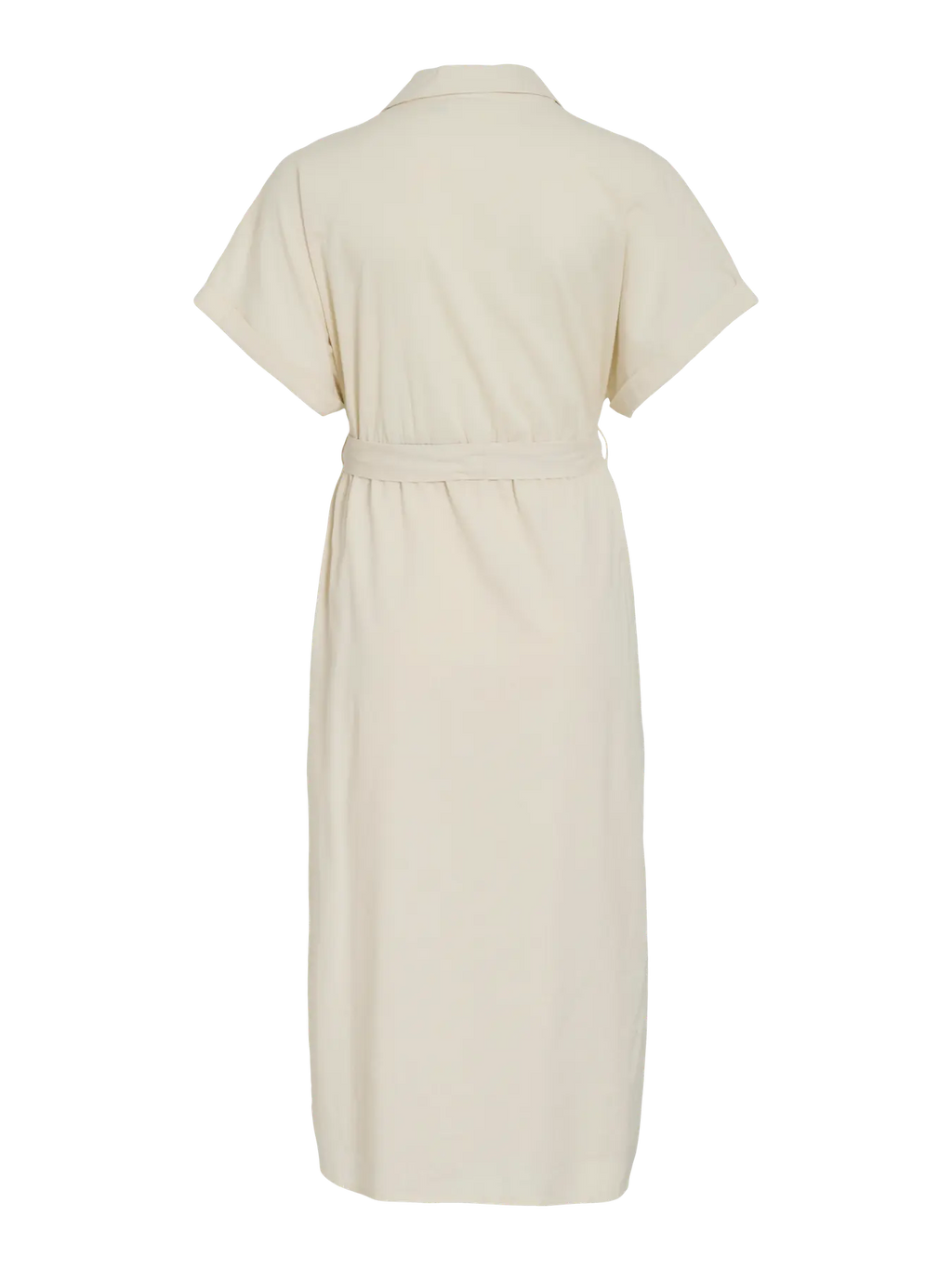 Detalle trasero Vestido camisero tipo Safari beige nueva coleccion vila en cotton grey