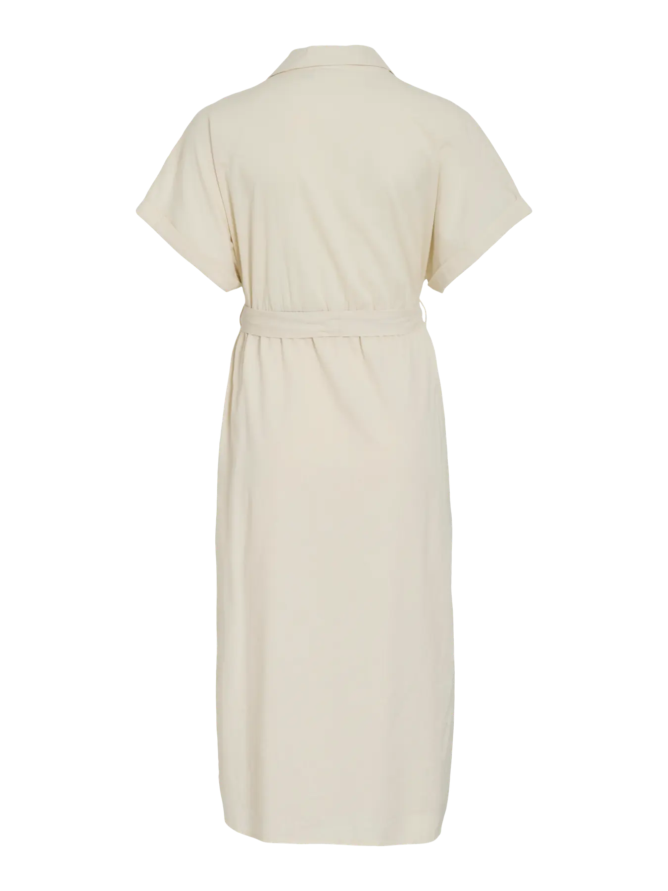 Detalle trasero Vestido camisero tipo Safari beige nueva coleccion vila en cotton grey