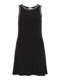 Delantero Vestido negro corto sin mangas detalle crochet blanco Vila Cotton Grey Piedras Blancas Asturias