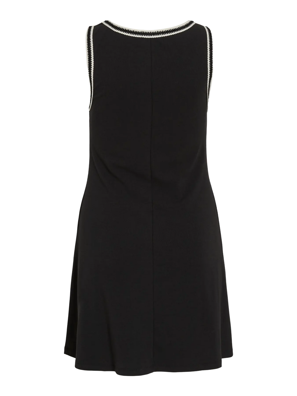 trasero Vestido negro corto sin mangas detalle crochet blanco Vila Cotton Grey Piedras Blancas Asturias