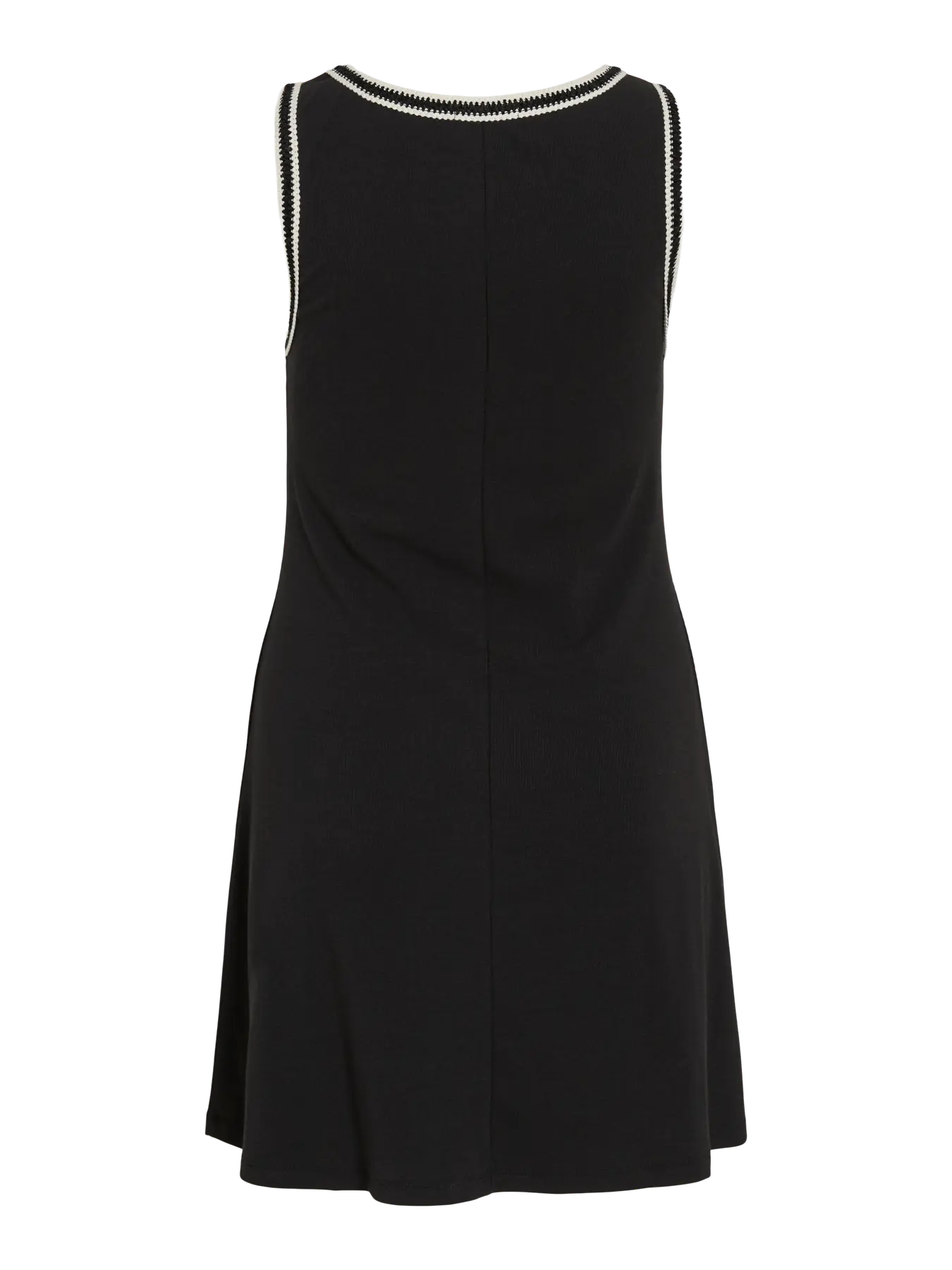 trasero Vestido negro corto sin mangas detalle crochet blanco Vila Cotton Grey Piedras Blancas Asturias