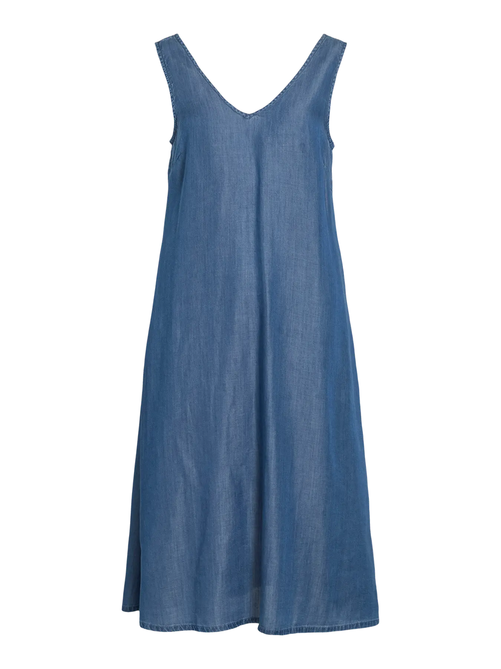 Delantero Vestido denim azul escote pico Vila Cotton Grey Piedras Blancas Asturias