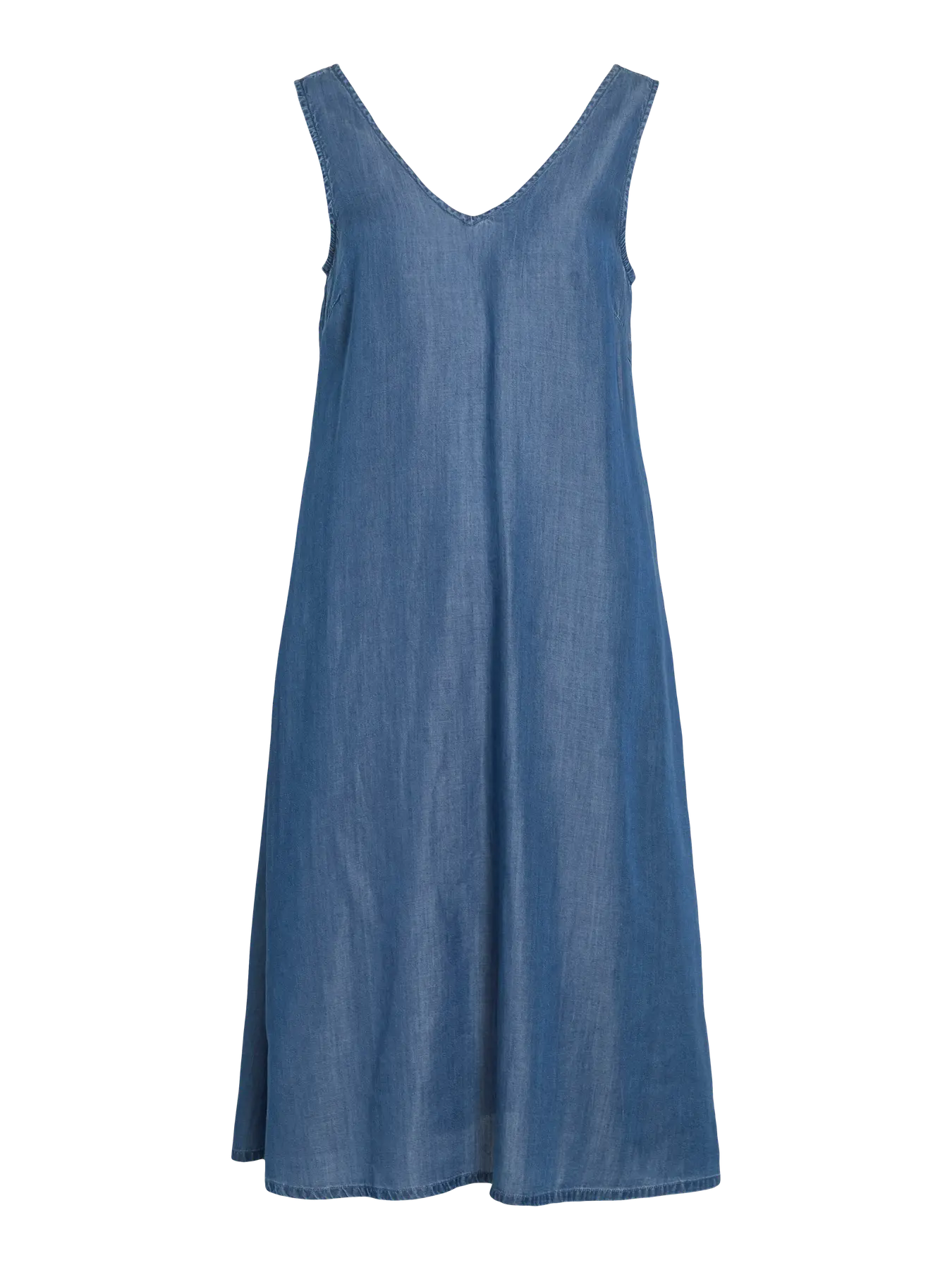 Delantero Vestido denim azul escote pico Vila Cotton Grey Piedras Blancas Asturias