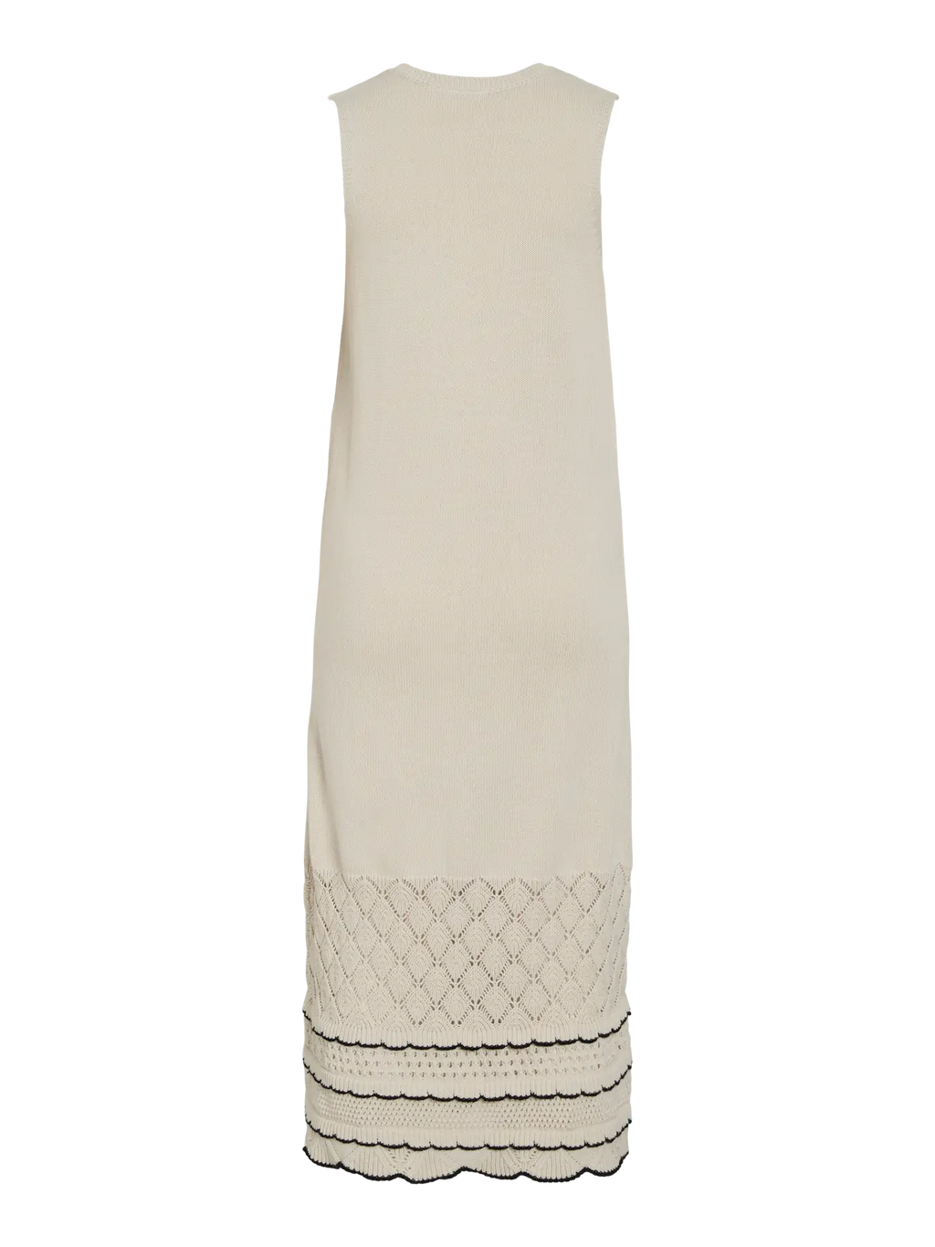 Vestido largo beige detalle crochet bajo Vila Cotton Grey Piedras Blancas