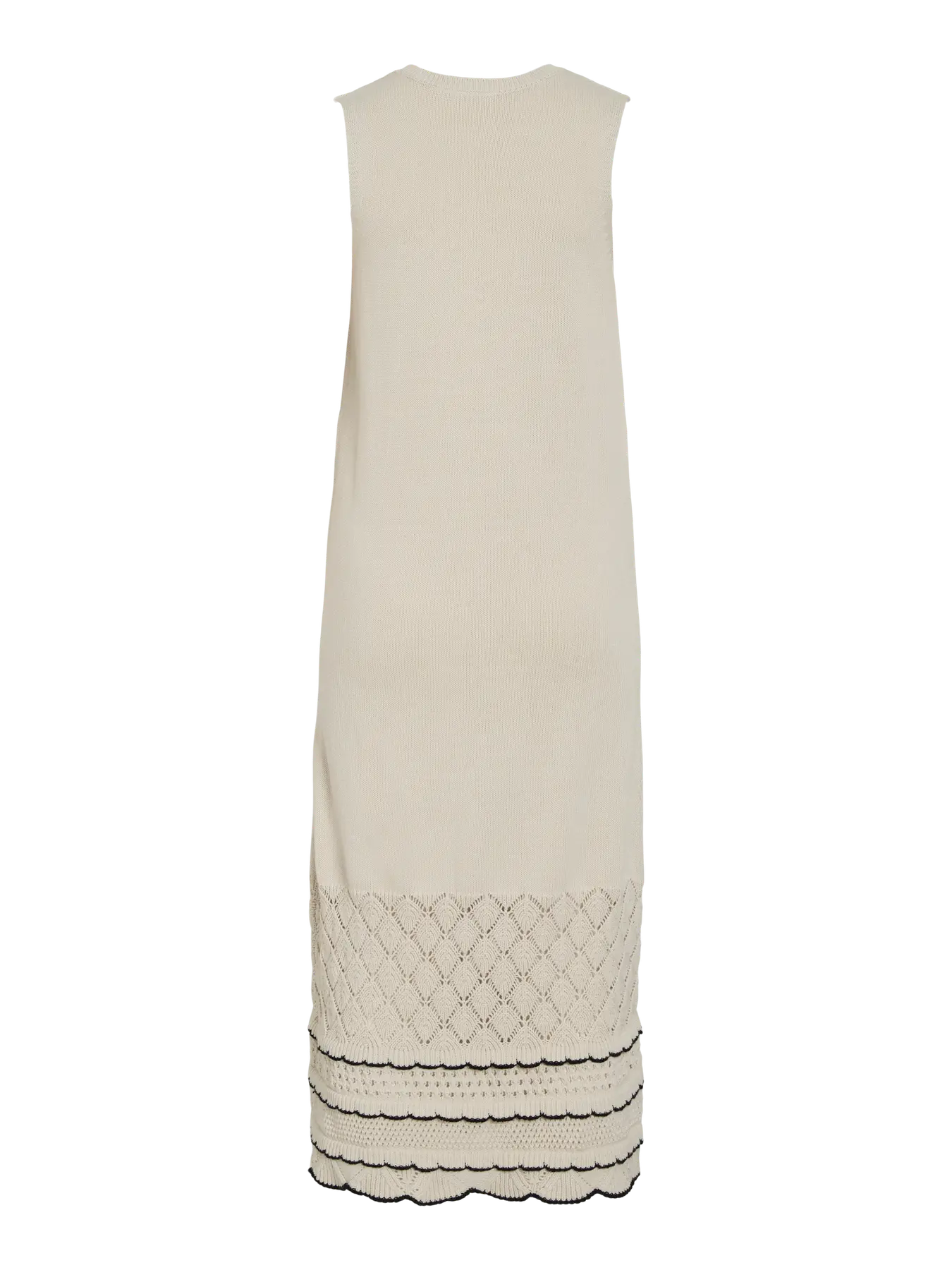 Vestido largo beige detalle crochet bajo Vila Cotton Grey Piedras Blancas
