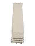 Vestido largo punto beige crochet Vila Cotton Grey Asturias frontal