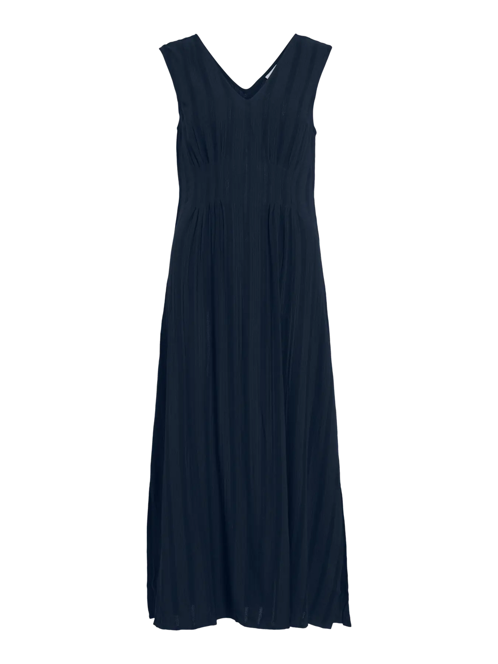 Vestido de punto canalé azul marino tirantes  largo Vila, en cotton grey Piedras Blancas