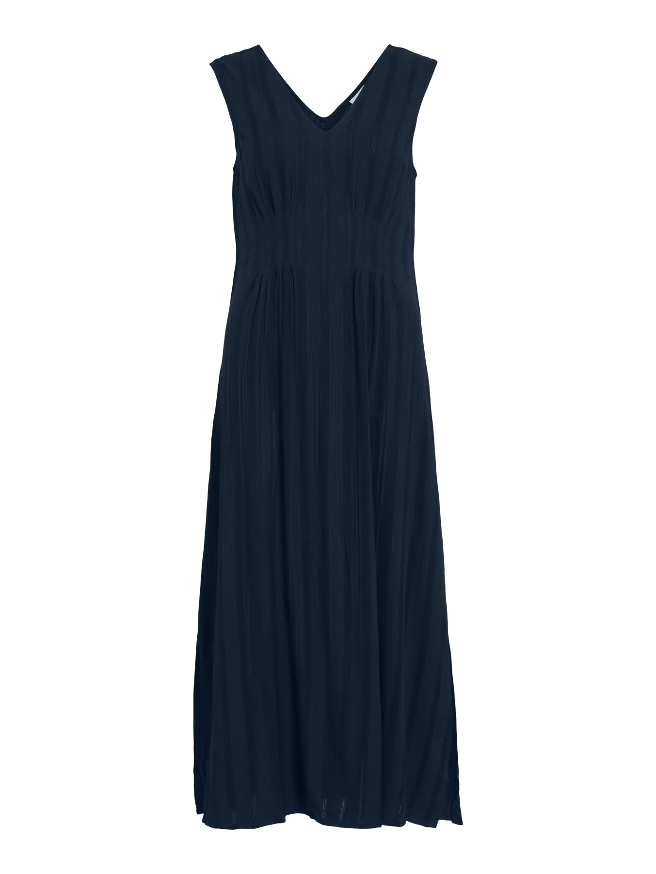 Vestido de punto canalé azul marino tirantes  largo Vila, en cotton grey Piedras Blancas