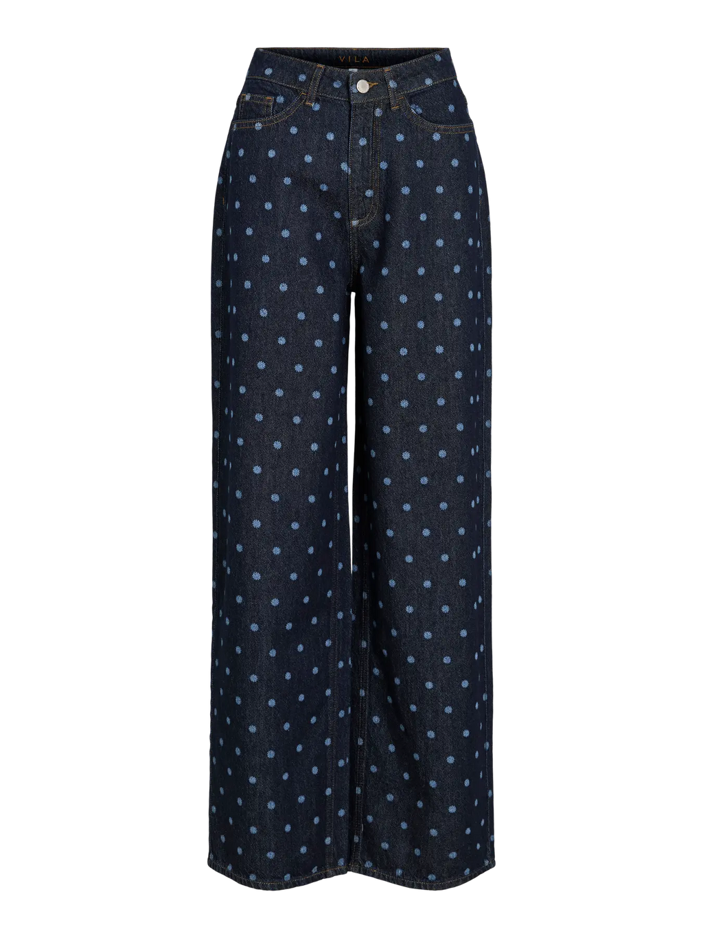 Pantalóndenim ancho de puntos vila nueva coleccion