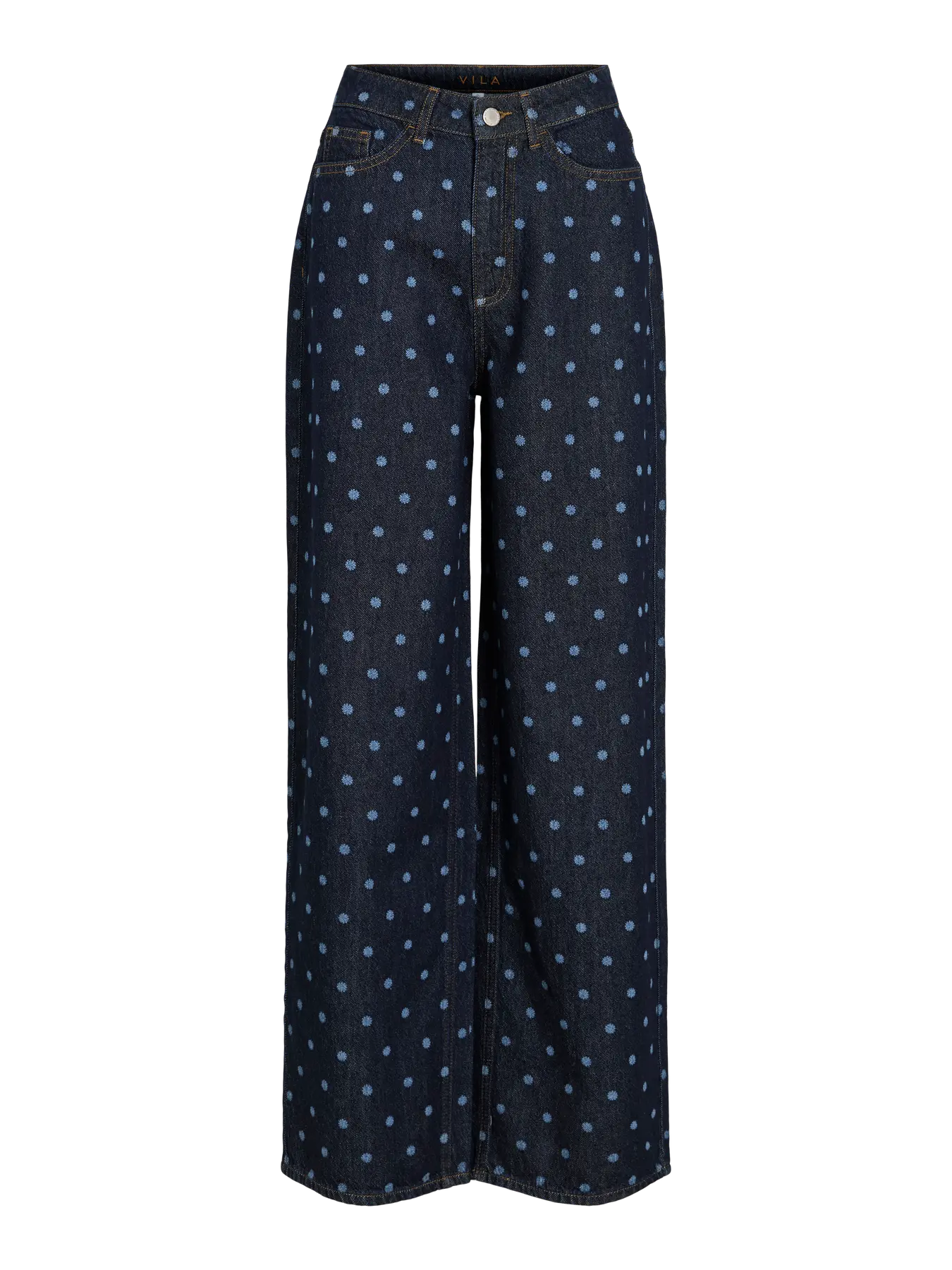 Pantalóndenim ancho de puntos vila nueva coleccion
