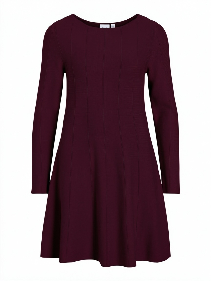 Vestido Valuni granate de corte evasé – vista delantera