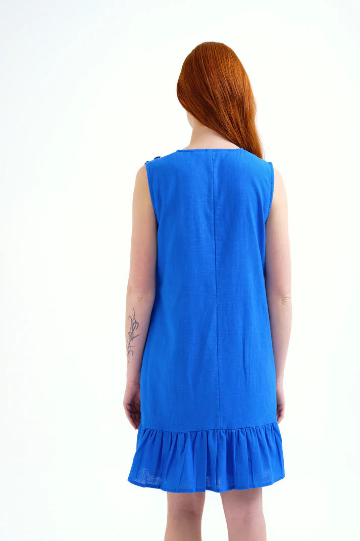 Vestido verano azul marino bordado estrellas mujer