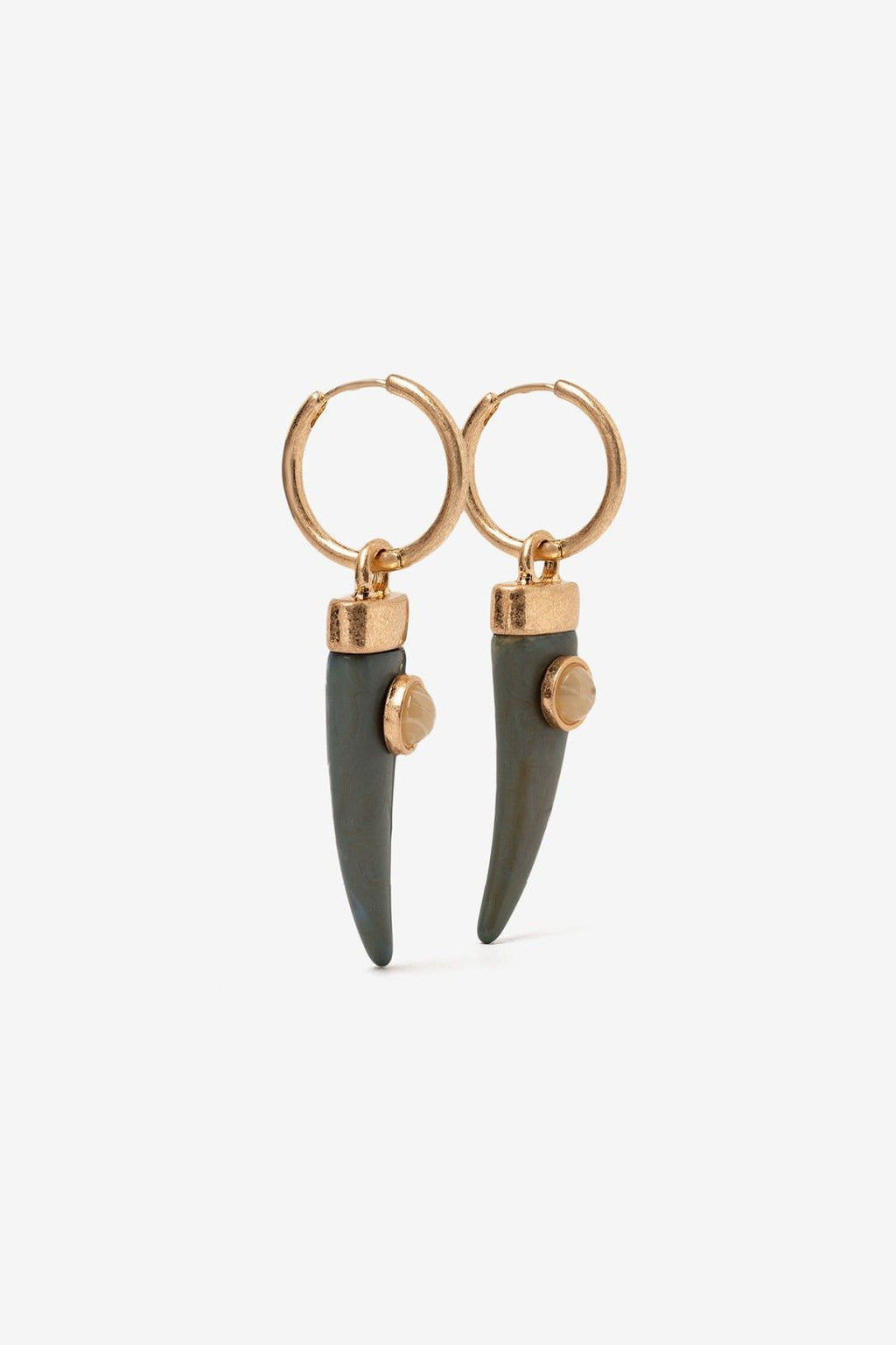Pendientes aro dorado colgante verde Vilanova Cotton Grey Asturias