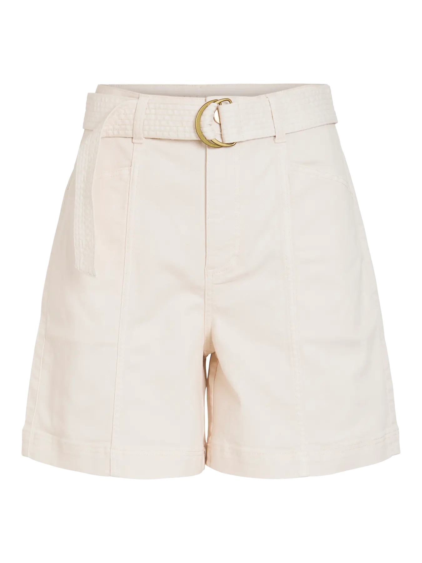 Bermuda Sahara Vila beige con cinturón frontal