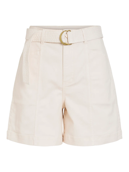 Bermuda Sahara Vila beige con cinturón frontal