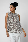 Blusa Selene estampado hojas tonos tierra sin mangas Goa Goa Cotton Grey Asturias