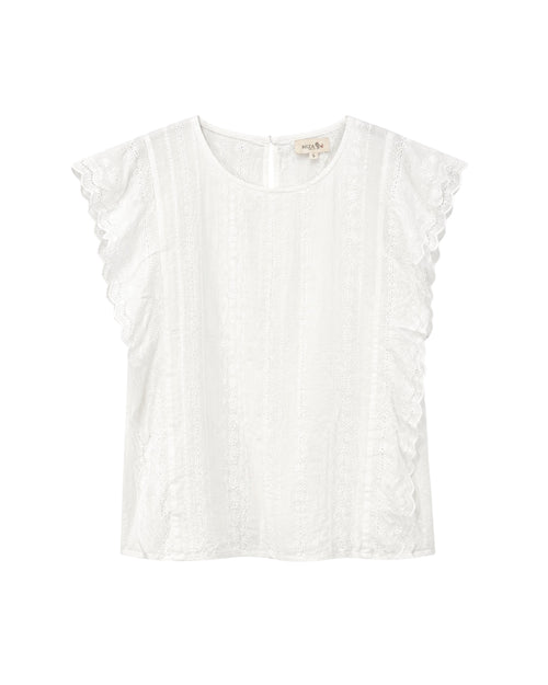 blusa Bianca, blusa blanca mujer, blusa bordada, blusa con volante, blusa romántica, blusa verano mujer, blusa algodón, blusa elegante mujer, Cotton Grey