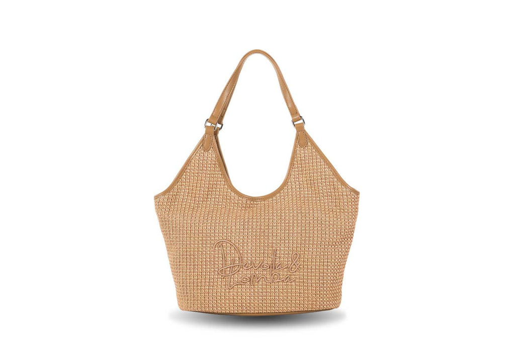 Bolso hombro Flock taupe Devota & Lomba textura paja